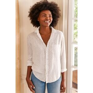 Frank & Eileen Modal White Polka Dot Button Down Eileen XS Shirt